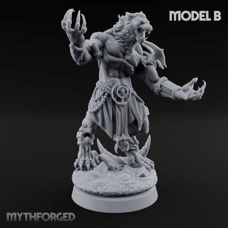 Perched And Brandishing Rakshasa Prowlers Miniature for Dungeons and Dragons, Pathfinder or other TTRPGs