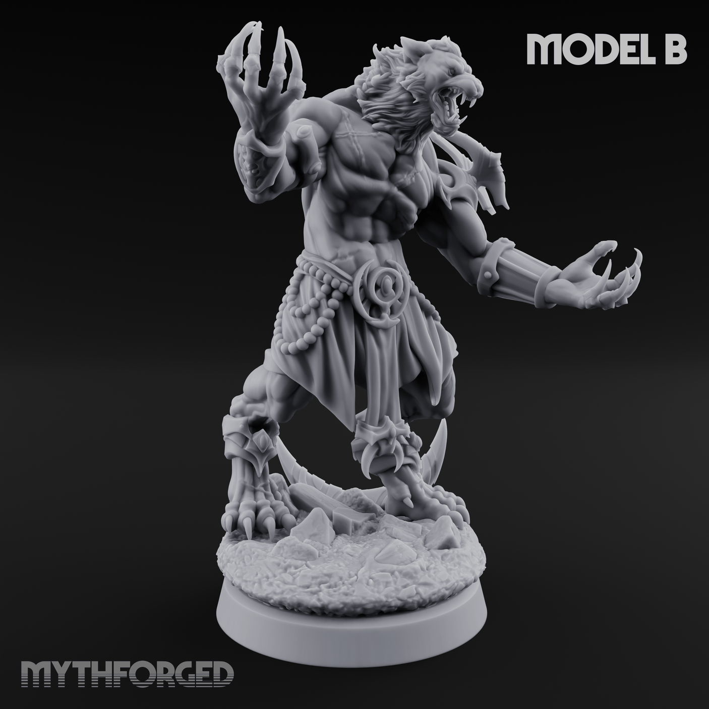 Perched And Brandishing Rakshasa Prowlers B Miniature for Dungeons and Dragons, Pathfinder or other TTRPGs