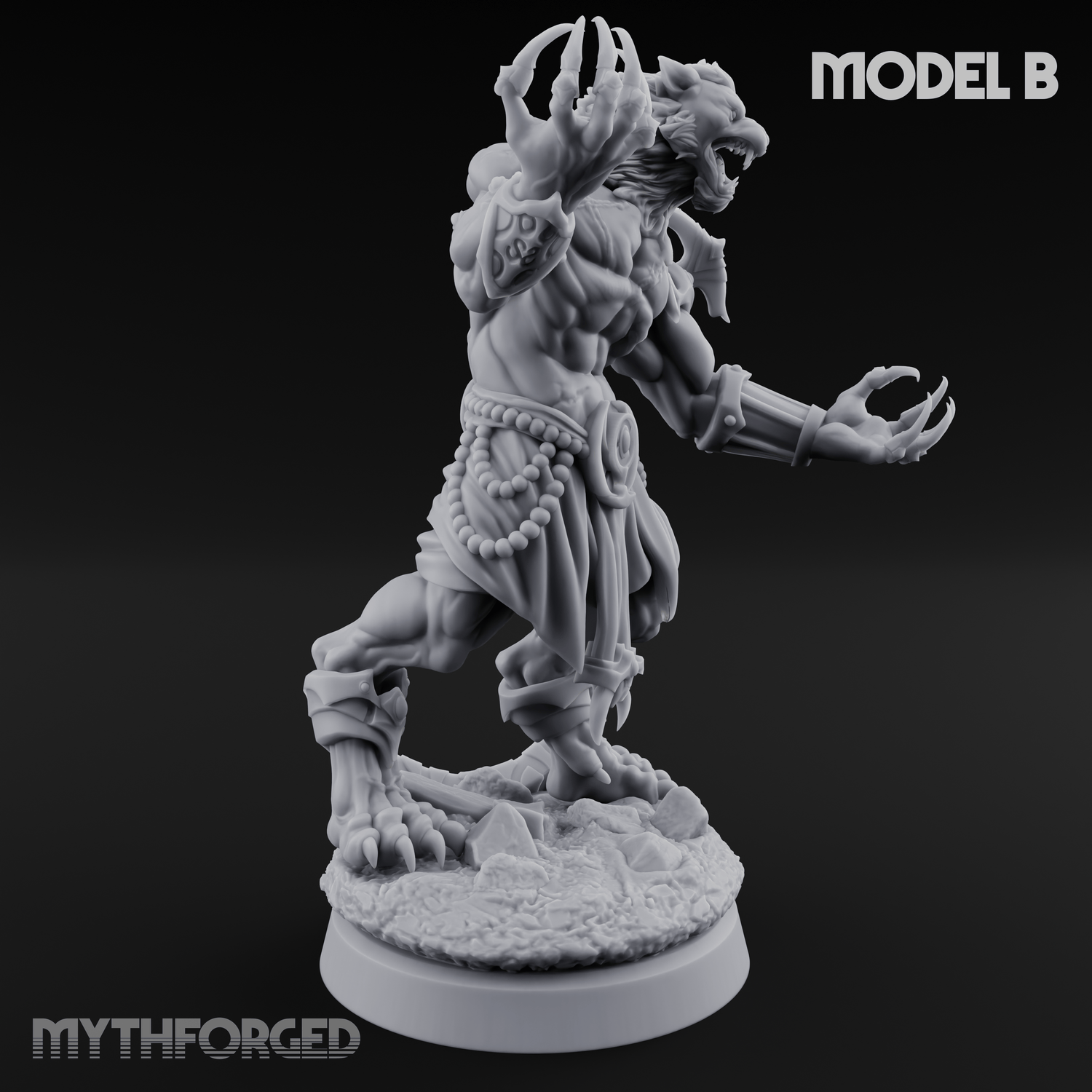 Perched And Brandishing Rakshasa Prowlers Miniature for Dungeons and Dragons, Pathfinder or other TTRPGs