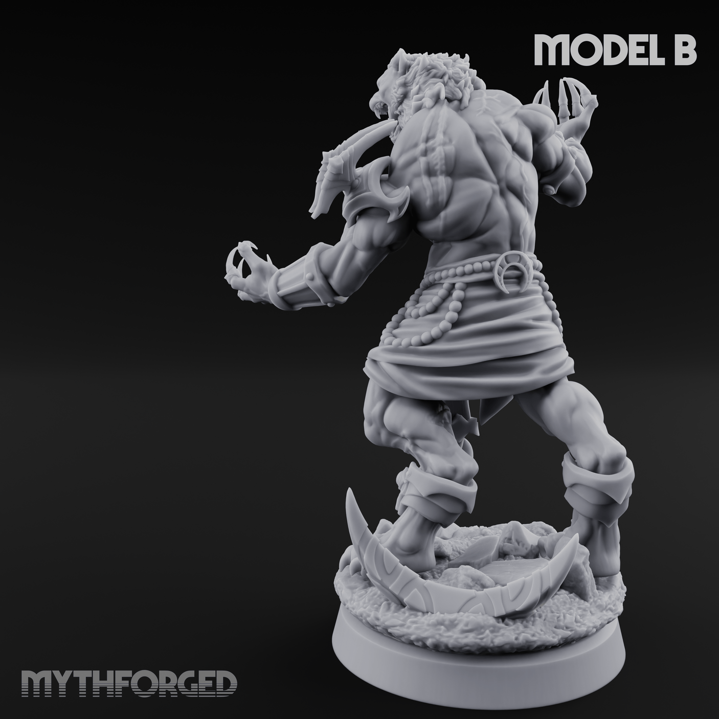 Perched And Brandishing Rakshasa Prowlers B Miniature for Dungeons and Dragons, Pathfinder or other TTRPGs