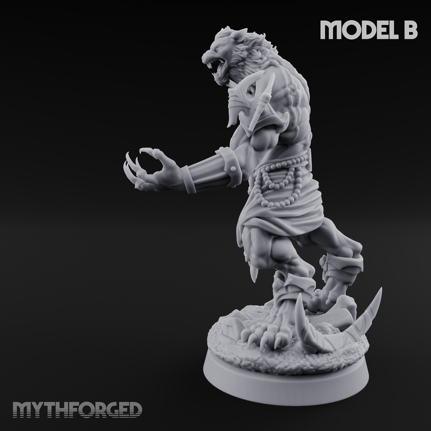 Perched And Brandishing Rakshasa Prowlers B Miniature for Dungeons and Dragons, Pathfinder or other TTRPGs