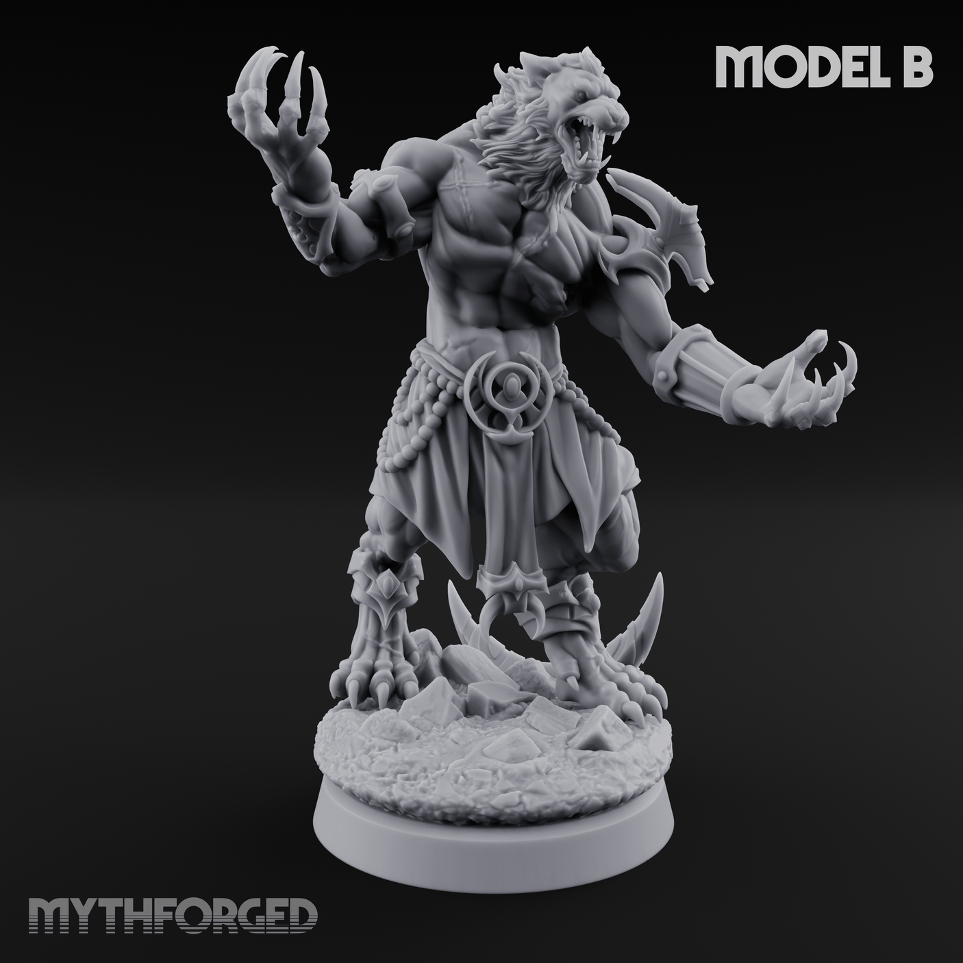 Perched And Brandishing Rakshasa Prowlers B Miniature for Dungeons and Dragons, Pathfinder or other TTRPGs