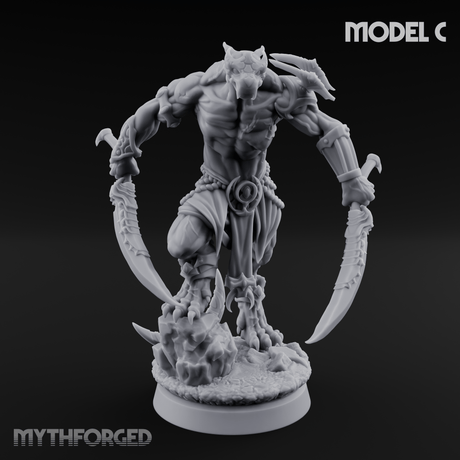 Perched And Brandishing Rakshasa Prowlers Miniature for Dungeons and Dragons, Pathfinder or other TTRPGs