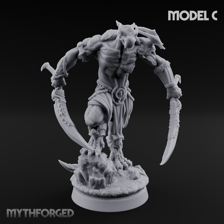 Perched And Brandishing Rakshasa Prowlers C Miniature for Dungeons and Dragons, Pathfinder or other TTRPGs