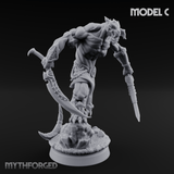 Perched And Brandishing Rakshasa Prowlers Miniature for Dungeons and Dragons, Pathfinder or other TTRPGs