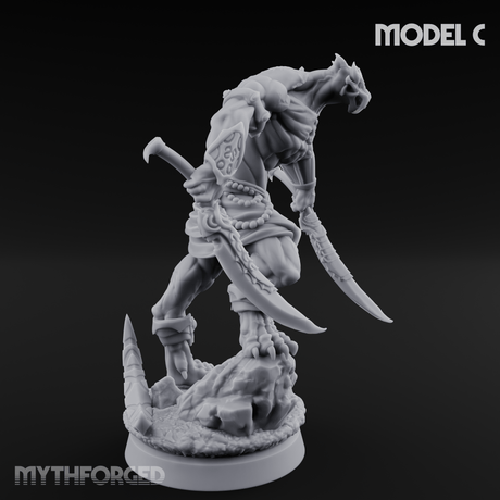 Perched And Brandishing Rakshasa Prowlers C Miniature for Dungeons and Dragons, Pathfinder or other TTRPGs