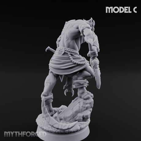 Perched And Brandishing Rakshasa Prowlers C Miniature for Dungeons and Dragons, Pathfinder or other TTRPGs
