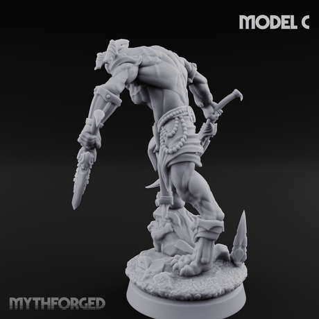 Perched And Brandishing Rakshasa Prowlers C Miniature for Dungeons and Dragons, Pathfinder or other TTRPGs