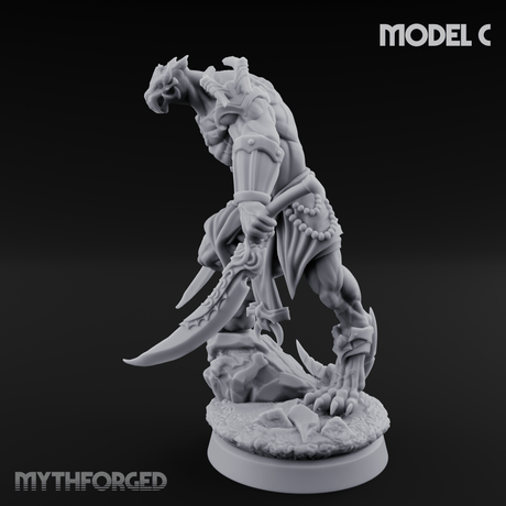 Perched And Brandishing Rakshasa Prowlers C Miniature for Dungeons and Dragons, Pathfinder or other TTRPGs