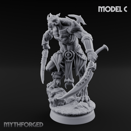 Perched And Brandishing Rakshasa Prowlers C Miniature for Dungeons and Dragons, Pathfinder or other TTRPGs