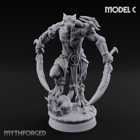 Perched And Brandishing Rakshasa Prowlers C Miniature for Dungeons and Dragons, Pathfinder or other TTRPGs