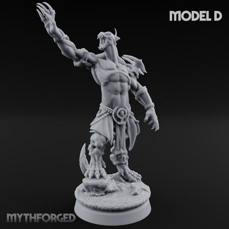 Perched And Brandishing Rakshasa Prowlers Miniature for Dungeons and Dragons, Pathfinder or other TTRPGs