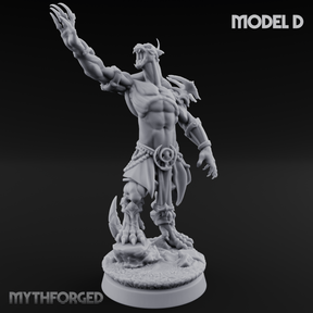 Perched And Brandishing Rakshasa Prowlers D Miniature for Dungeons and Dragons, Pathfinder or other TTRPGs