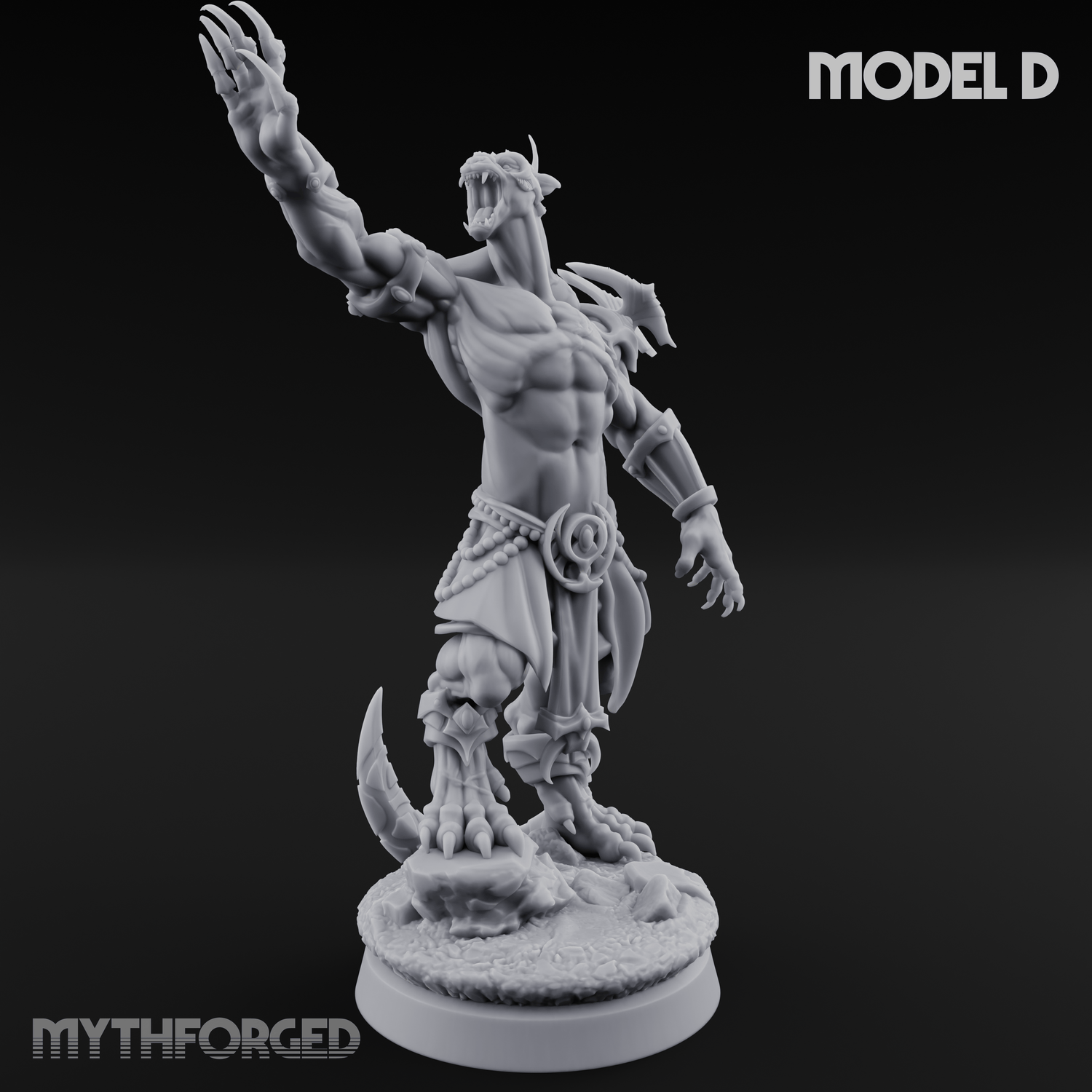 Perched And Brandishing Rakshasa Prowlers D Miniature for Dungeons and Dragons, Pathfinder or other TTRPGs