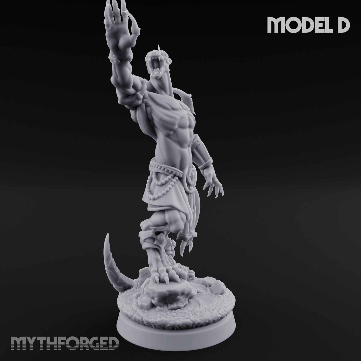 Perched And Brandishing Rakshasa Prowlers Miniature for Dungeons and Dragons, Pathfinder or other TTRPGs