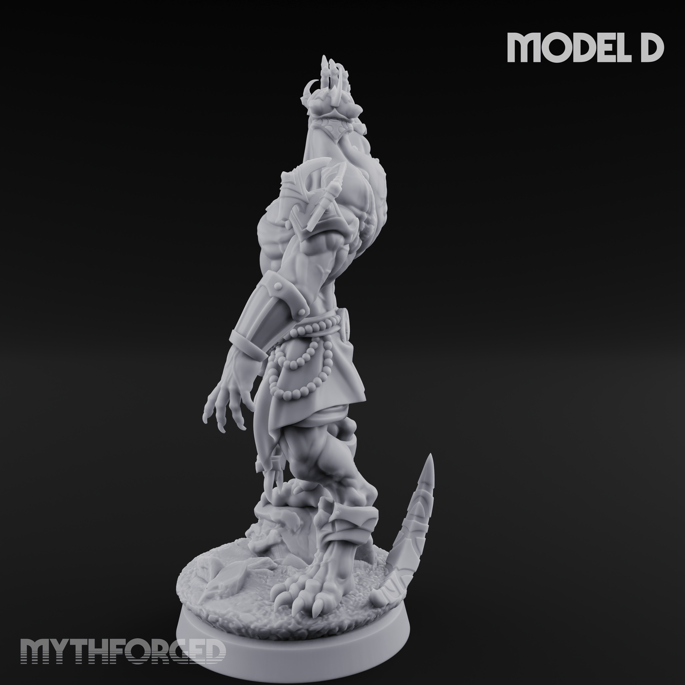 Perched And Brandishing Rakshasa Prowlers D Miniature for Dungeons and Dragons, Pathfinder or other TTRPGs