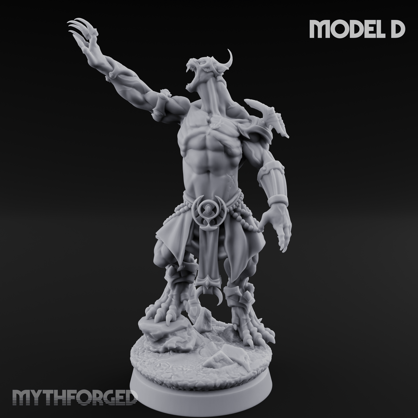Perched And Brandishing Rakshasa Prowlers D Miniature for Dungeons and Dragons, Pathfinder or other TTRPGs