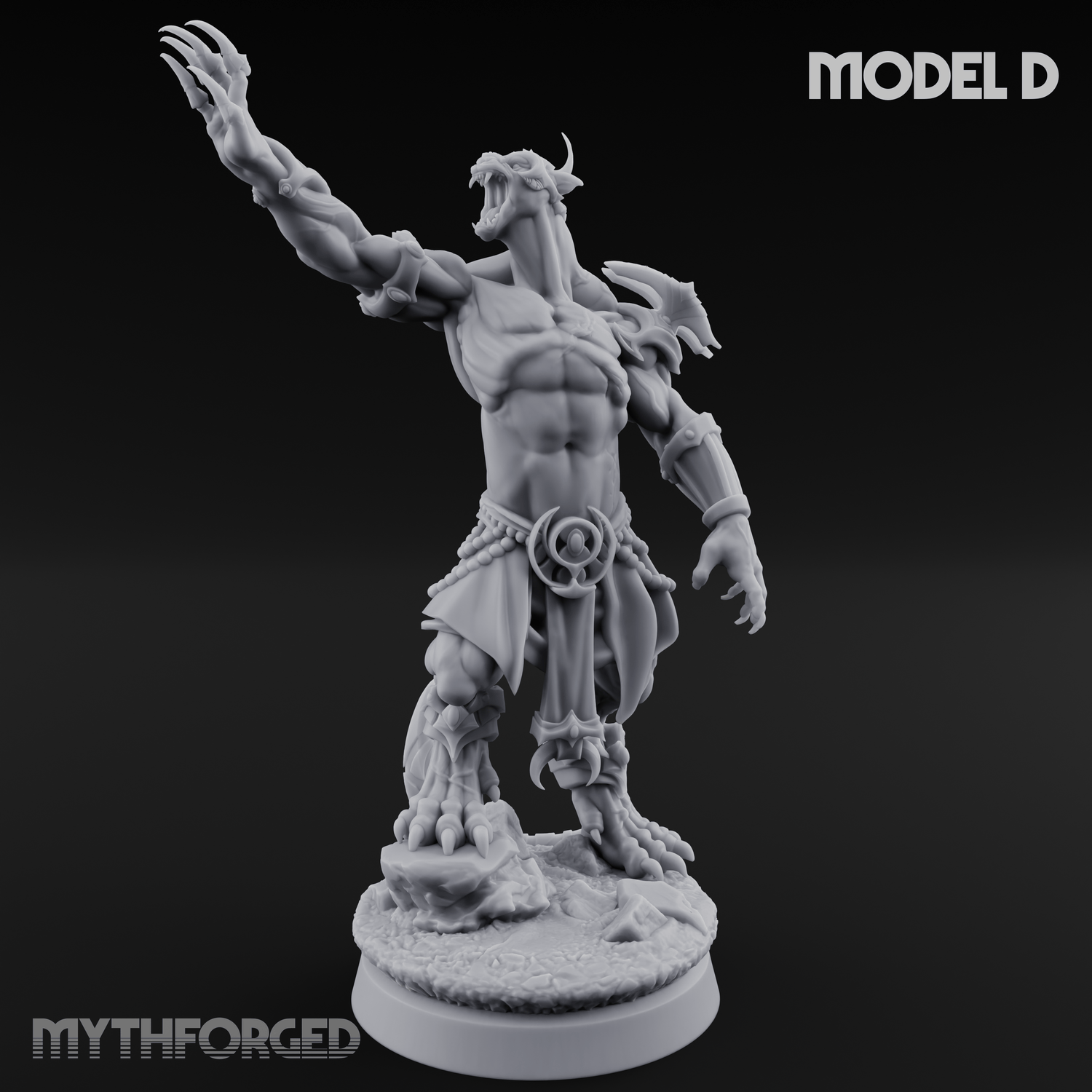 Perched And Brandishing Rakshasa Prowlers D Miniature for Dungeons and Dragons, Pathfinder or other TTRPGs