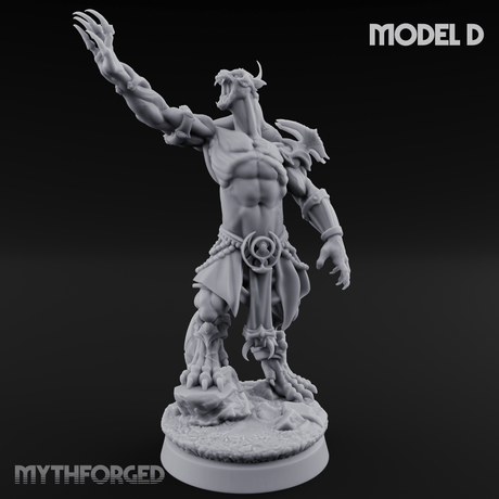 Perched And Brandishing Rakshasa Prowlers D Miniature for Dungeons and Dragons, Pathfinder or other TTRPGs