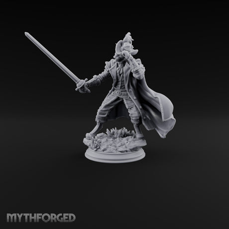 Tipping His Hat Tabaxi Swashbuckler Miniature for Dungeons and Dragons, Pathfinder or other TTRPGs