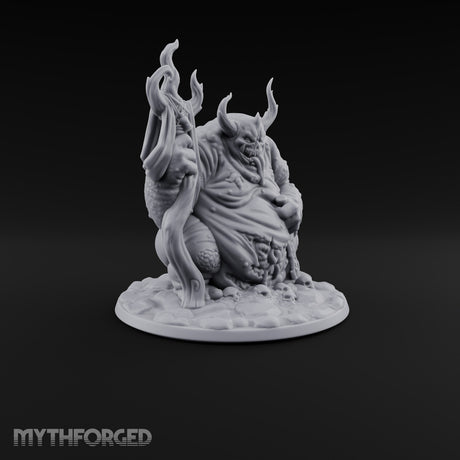 Gut Feeling Hezrou Fiend Demon with Flaming Staff