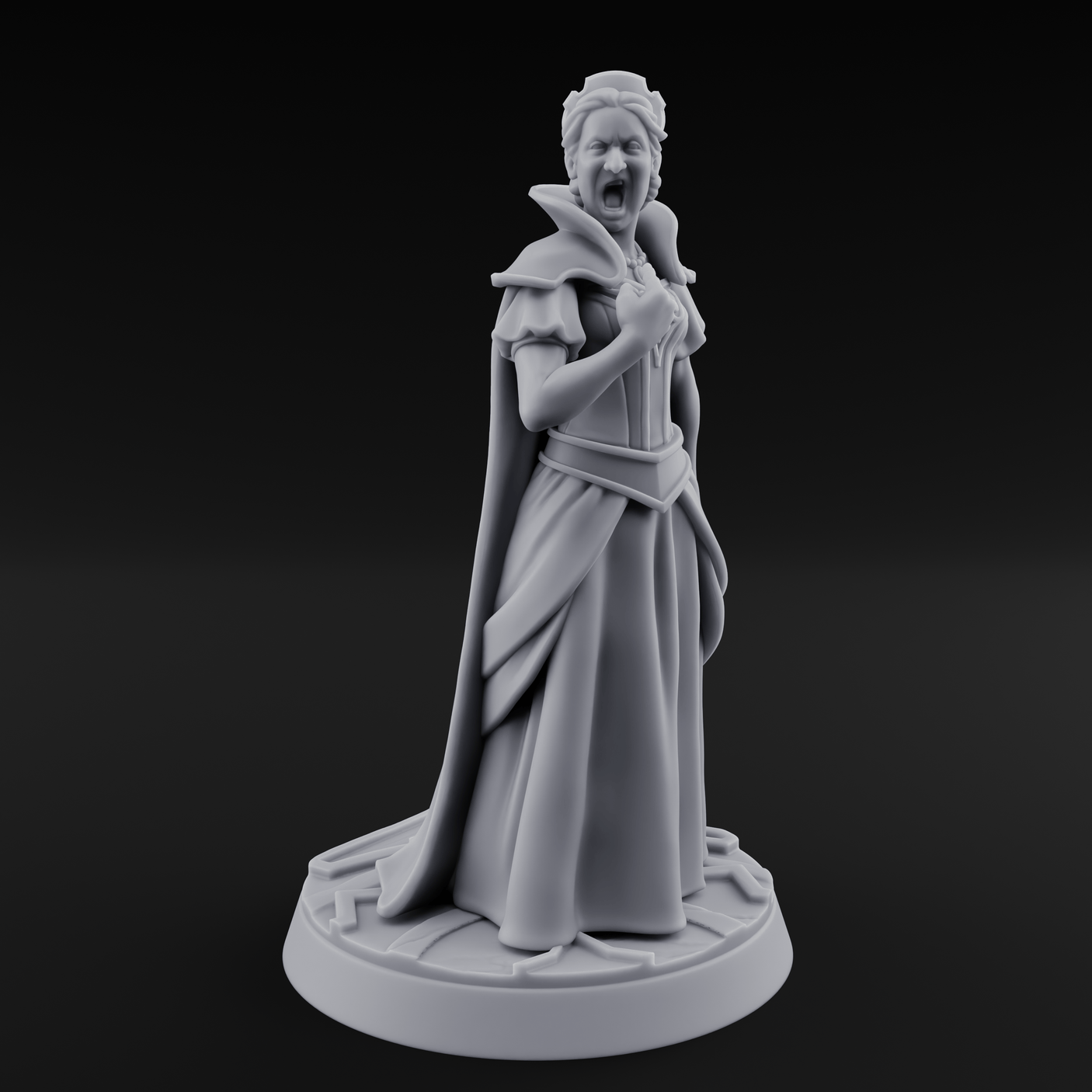 Shrieking Mad Human Queen Miniature for Dungeons and Dragons, Pathfinder or other TTRPGs