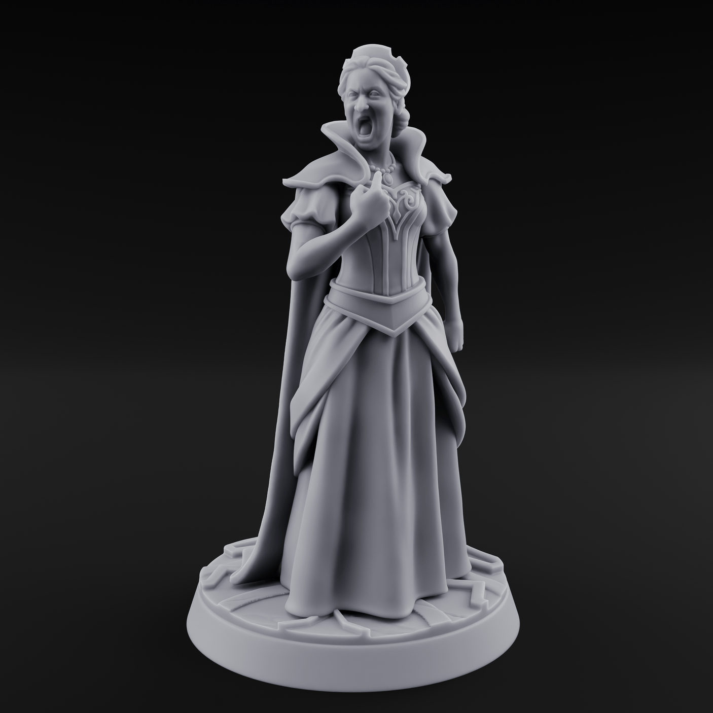 Shrieking Mad Human Queen Miniature for Dungeons and Dragons, Pathfinder or other TTRPGs