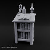 Quill-Inked Bottle-Topped Scholar's Writing Desk Miniature for Dungeons and Dragons, Pathfinder or other TTRPGs