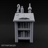 Quill-Inked Bottle-Topped Scholar's Writing Desk Miniature for Dungeons and Dragons, Pathfinder or other TTRPGs
