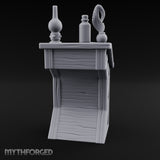 Quill-Inked Bottle-Topped Scholar's Writing Desk Miniature for Dungeons and Dragons, Pathfinder or other TTRPGs