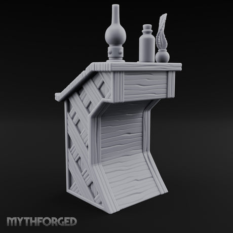 Quill-Inked Bottle-Topped Scholar's Writing Desk Miniature for Dungeons and Dragons, Pathfinder or other TTRPGs