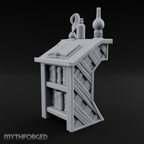 Quill-Inked Bottle-Topped Scholar's Writing Desk Miniature for Dungeons and Dragons, Pathfinder or other TTRPGs