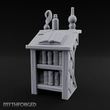 Quill-Inked Bottle-Topped Scholar's Writing Desk Miniature for Dungeons and Dragons, Pathfinder or other TTRPGs