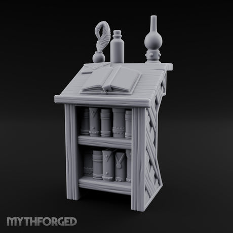 Quill-Inked Bottle-Topped Scholar's Writing Desk Miniature for Dungeons and Dragons, Pathfinder or other TTRPGs