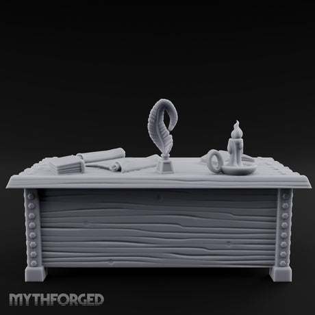 Quill-Inked Scroll-Stuffed Captain's Writing Desk gallery 5