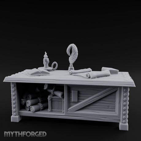 Quill-Inked Scroll-Stuffed Captain's Writing Desk gallery 9