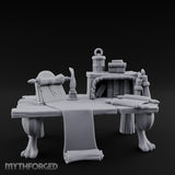 Quill-Stood Scroll-Draped Scholar's Writing Desk