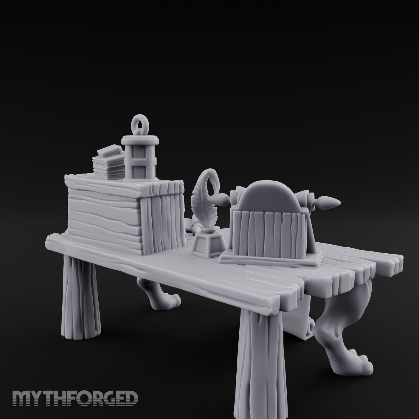 Quill-Stood Scroll-Draped Scholar's Writing Desk gallery 4