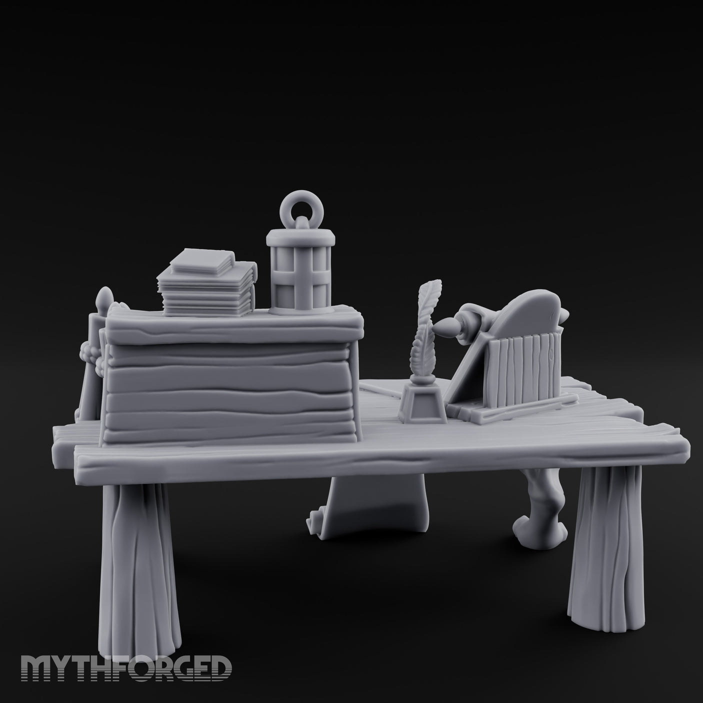 Quill-Stood Scroll-Draped Scholar's Writing Desk gallery 5