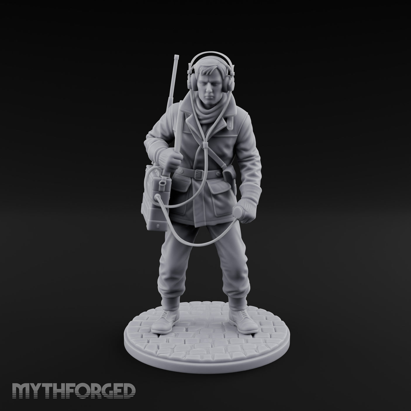 Radio Calling Human Resistance Fighter Miniature for Dungeons and Dragons, Pathfinder or other TTRPGs