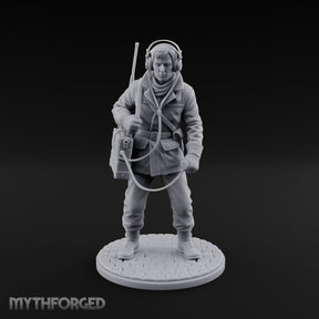 Radio Calling Human Resistance Fighter Miniature for Dungeons and Dragons, Pathfinder or other TTRPGs