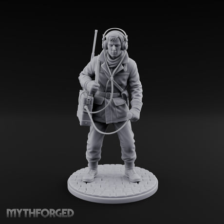 Radio Calling Human Resistance Fighter Miniature for Dungeons and Dragons, Pathfinder or other TTRPGs