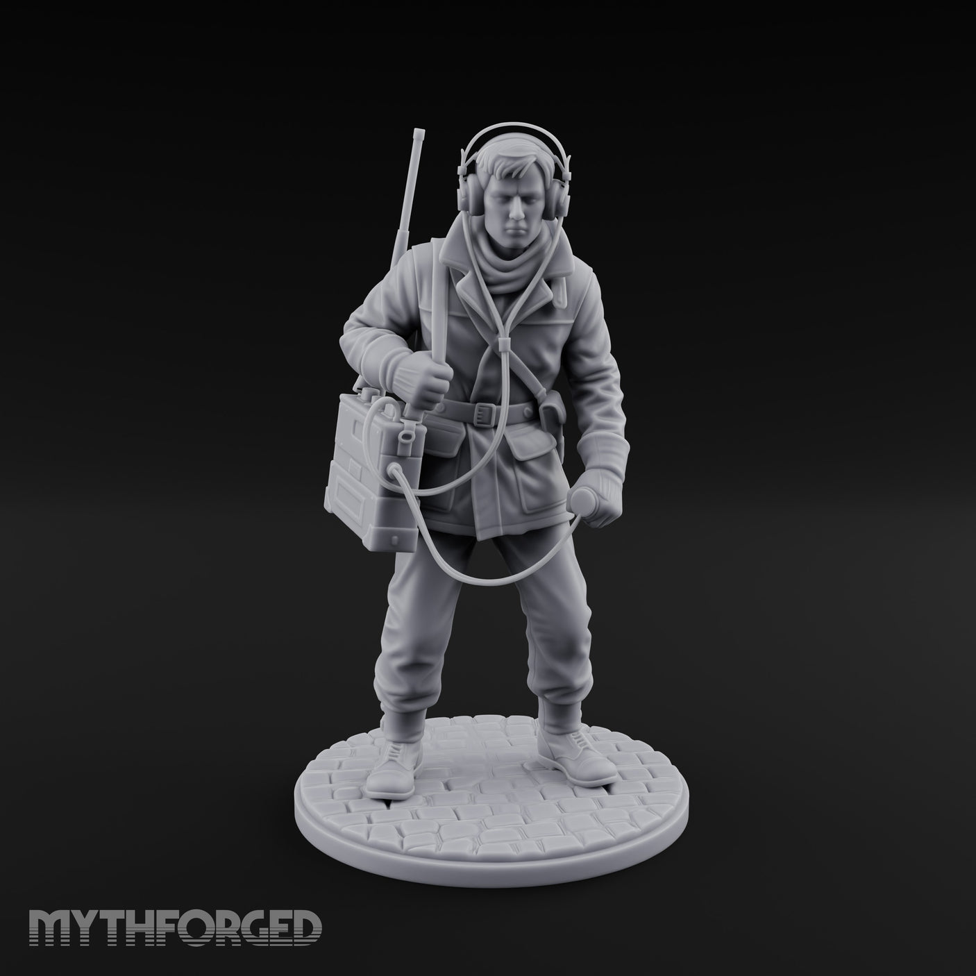 Radio Calling Human Resistance Fighter Miniature for Dungeons and Dragons, Pathfinder or other TTRPGs
