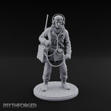Radio Calling Human Resistance Fighter Miniature for Dungeons and Dragons, Pathfinder or other TTRPGs