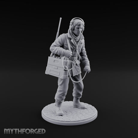 Radio Calling Human Resistance Fighter Miniature for Dungeons and Dragons, Pathfinder or other TTRPGs