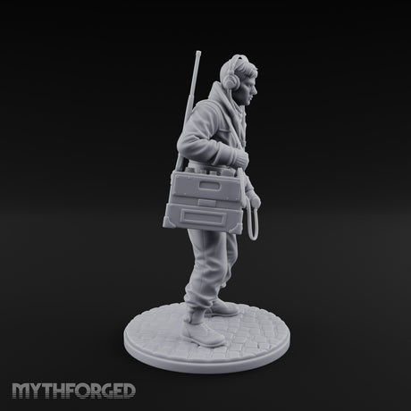 Radio Calling Human Resistance Fighter Miniature for Dungeons and Dragons, Pathfinder or other TTRPGs