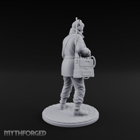 Radio Calling Human Resistance Fighter Miniature for Dungeons and Dragons, Pathfinder or other TTRPGs
