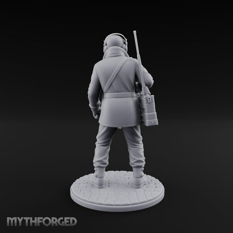 Radio Calling Human Resistance Fighter Miniature for Dungeons and Dragons, Pathfinder or other TTRPGs