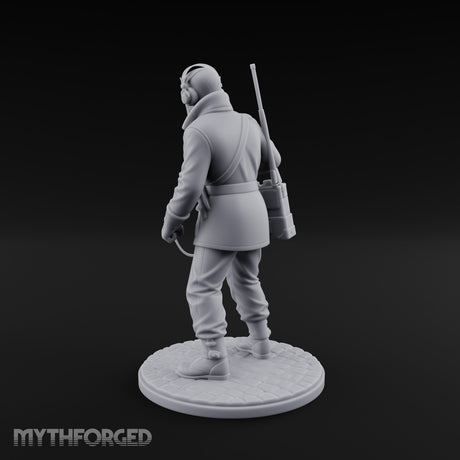 Radio Calling Human Resistance Fighter Miniature for Dungeons and Dragons, Pathfinder or other TTRPGs