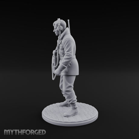 Radio Calling Human Resistance Fighter Miniature for Dungeons and Dragons, Pathfinder or other TTRPGs